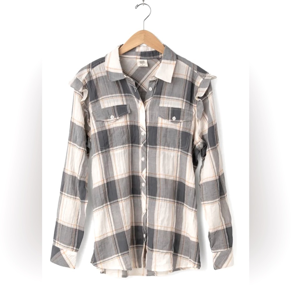 Matilda Jane Good Hart Newberry Plaid flutter button down shirt